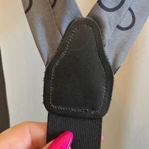 Perry Ellis Portfolio Suspenders Polka Dots Leather Fasteners Brass Clips Gray